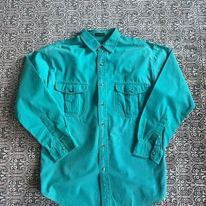 Vintage Eddie Bauer Teal/turquoise Casual Button-Down Utility Shirt